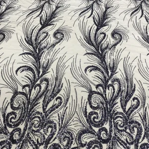 YX945 200gsm Snow-white Luxury Lace Fabric European and American African Wedding Dress Lace Bling Bling Glitter Sequin...