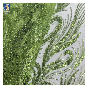 YX945 200gsm Snow-white Luxury Lace Fabric European and American African Wedding Dress Lace Bling Bling Glitter Sequin...