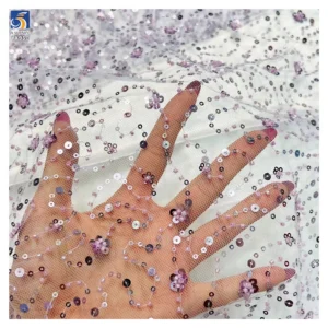 YX950 Cheap Embroidery Multicolor Sequins Beads Lace Fabric Textiles Online Wholesale Mesh Sequins Embroidered Lace Fabric...