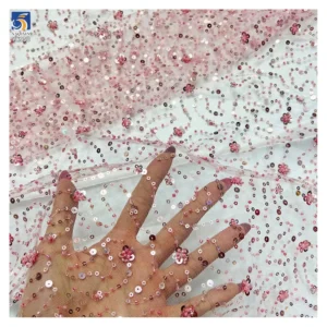 YX950 Cheap Embroidery Multicolor Sequins Beads Lace Fabric Textiles Online Wholesale Mesh Sequins Embroidered Lace Fabric...