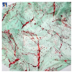 YX956-1 Latest Technology Customized Multi-Color Printed Tulle Fabric Halloween America Mesh Fabric With Spraying Red Dots...