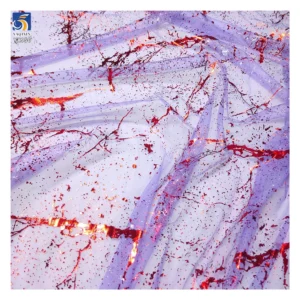 YX956-1 Latest Technology Customized Multi-Color Printed Tulle Fabric Halloween America Mesh Fabric With Spraying Red Dots...