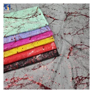 YX956 2026 New Arrivals 100% Polyester Spraying Red Ink Pattern Printing Black Tulle Mesh Fabrics for Holiday Event Dress...