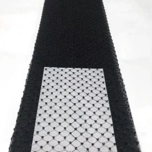 YX958 Checkered Small Plaid Bead Tube Embroidery Lace Fabric Cheap Plaid Beads Mesh Tulle Lace Fabric for Woman Dresses...