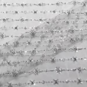 YX959 New Style Floral Design Sequined Polyester Tulle Fabric Glitter Sequin Embroidery Mesh Fabric for Girls Skirt Home...