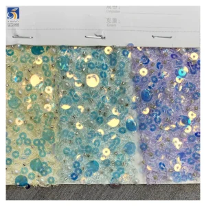 YX961 Holographic Transparent Glitter Sequin Embroidery Mesh Fabrics Water-Effect Gradient Sequin Fabric for Stage Skirts...
