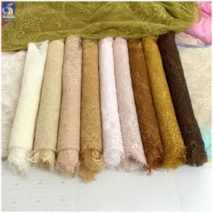 YX962 300CM*150CM Nude Skin-Colored Polyester Ivory Eyelash Lace Textile Fabrics Customized for Home Textiles Garments...