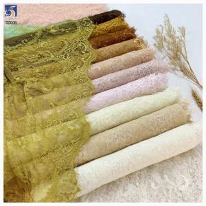 YX962 300CM*150CM Nude Skin-Colored Polyester Ivory Eyelash Lace Textile Fabrics Customized for Home Textiles Garments...