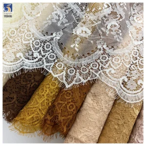 YX962 300CM*150CM Nude Skin-Colored Polyester Ivory Eyelash Lace Textile Fabrics Customized for Home Textiles Garments...