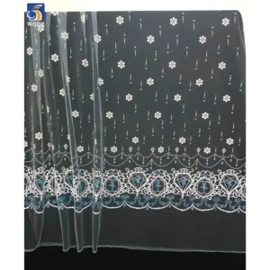 YX967 Clearing Out Inventory at a Loss Cheap Bulk Fabric Wholesale Blue and White Snowflake Printed Tulle Fabric for Sales...