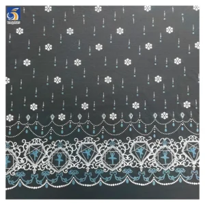 YX967 Clearing Out Inventory at a Loss Cheap Bulk Fabric Wholesale Blue and White Snowflake Printed Tulle Fabric for Sales...