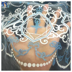 YX967 Clearing Out Inventory at a Loss Cheap Bulk Fabric Wholesale Blue and White Snowflake Printed Tulle Fabric for Sales...