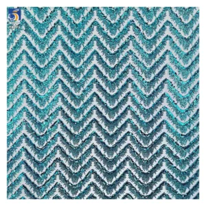 YX975 350gsm Heavyweight Wave Designs Embroidered Mesh Lace Sequin Fabric by the Yard Evening Gown Sequin Knit Fabric...