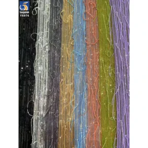 YX976 300gsm Fashion Dance Skirt Sequin Fringe Fabric Sales for 5 Yards Embroidery Mesh Tulle Fringe Beads Sequins Fabric...