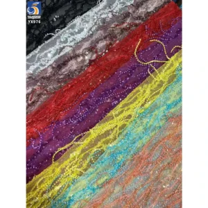 YX976 300gsm Fashion Dance Skirt Sequin Fringe Fabric Sales for 5 Yards Embroidery Mesh Tulle Fringe Beads Sequins Fabric...