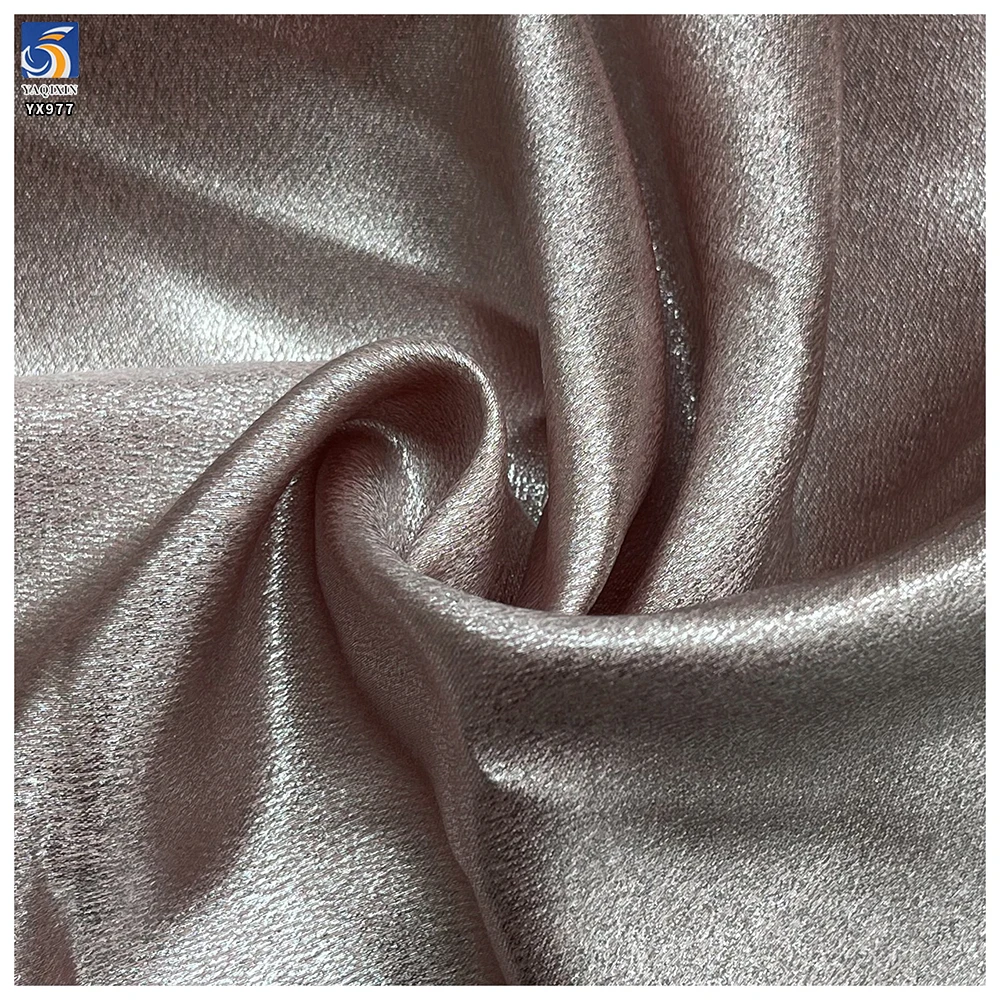 YX977 160gsm 150D*200D Hot Stamping Film 100% Polyester Silky Satin Fabric Luxurious Laser Lurex Background Gowns Satin...