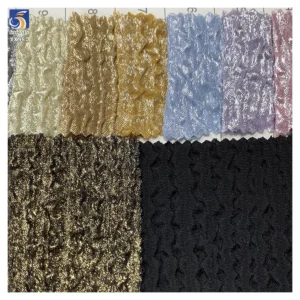 YX980 105gsm New Technology Gold Foil 100% Polyester Chiffon Crinkle Bubble Wrinkled Fabric for Women's Top Crepe Fabrics...