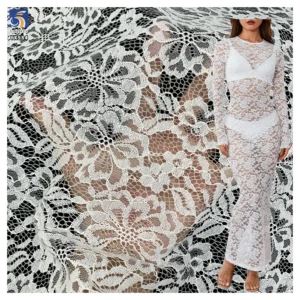 YX984 Non-Stretch Jacquard Mesh Lace Fabric Chantilly Lace Fabric Women's Tops, Underwear, and Dresses White Lace Fabrics...