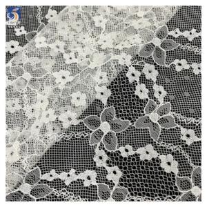 YX985 Polyester 3D Chantilly Lace Fabric Five-Star Flower Small Plum Blossom Jacquard Mesh Chantilly Lace Fabric for...