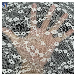 YX985 Polyester 3D Chantilly Lace Fabric Five-Star Flower Small Plum Blossom Jacquard Mesh Chantilly Lace Fabric for...