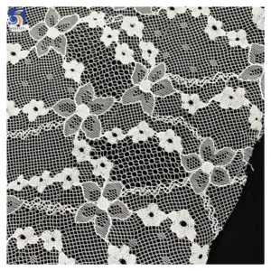 YX985 Polyester 3D Chantilly Lace Fabric Five-Star Flower Small Plum Blossom Jacquard Mesh Chantilly Lace Fabric for...