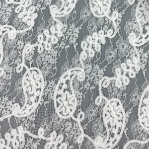 YX986 New Type Design Chenille Cashew Pattern Paisley Lace Fabric With Sequin Embroidered Mesh Chantilly Paisley Lace...