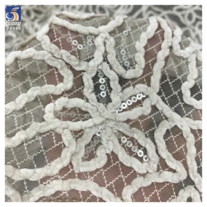 YX988 3D Flowers Embroidered Chenille Materials Chantilly Lace Fabric China Style Red Rose Flowers Embroidery Mesh Lace...