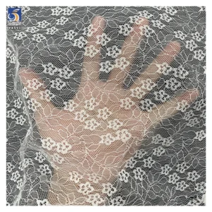 YX990 High Quality 100% Polyester Dense Small Florals Lace Fabric Soft Dress, Underwear Chantilly Lace Fabrics White - 100%...