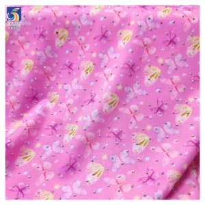 YX993 92% Polyester 8% Spandex Stretch Yoga Swim Fabric With 3D Glass Diamonds Custom Patterns Butterfly Print Stretch...