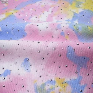 YX998 220g/m² Tie-dye Design Denim Fabric 70% Polyester 30% Cotton Denim Tie-dye Fabric With Diamonds for Women's Skirt...