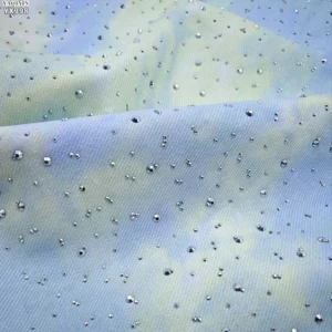 YX998 220g/m² Tie-dye Design Denim Fabric 70% Polyester 30% Cotton Denim Tie-dye Fabric With Diamonds for Women's Skirt...