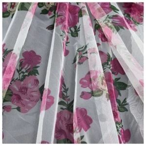 YaQiXin Original Design Chinese Style Textile 100% Polyester Digital Print Fabric Floral Mesh Tulle Fabric for Clothing...