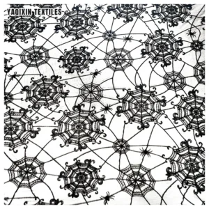 Yaqixin Spider Web Shape Design Black Flocked Stretch Mesh Lace Fabric 90 Nylon 10 Spandex Fabric 4Way Stretch - Spandex...