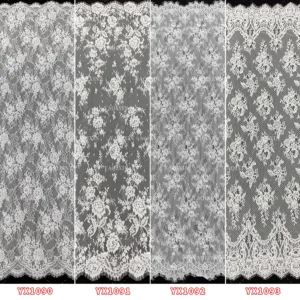 YX1090 New Lace Fabric Bride's 2025 African White Eyelash Lace Fabric With White Pearls 15 Yards Wedding - 100% Polyester...