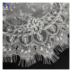 YX1092 300*150CM Great Quality Customized Woven Eyelash Lace Fabric Beaded Pearls Lace Fabrics Textiles Heavyweight - 100%...