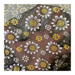 Baby Custom Print Fabric Flowers Sunflower Daisy Printing Mesh Fabric Soft Tulle for TuTu Skirts - 100% Polyester, 60 gsm...
