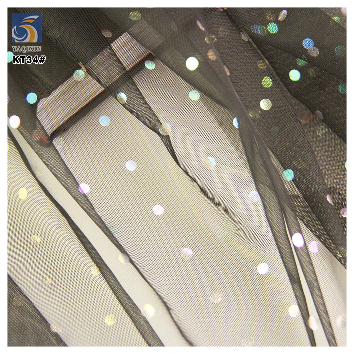 Classic Polka Dot Dress Fabric Rainbow Foil Printed Tulle 2025 New Design Style Wholesale Clothing Fabric - 100% Polyester...