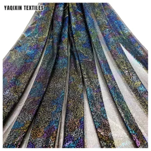 New Function Polyester Tulle Mesh Iridescent Rainbow Printing Reflective Fabric Bronzing Printed Luminous Mesh Fabric - 100%...