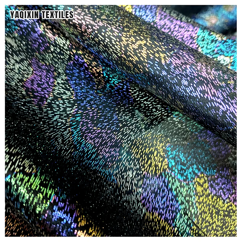 New Function Polyester Tulle Mesh Iridescent Rainbow Printing Reflective Fabric Bronzing Printed Luminous Mesh Fabric - 100%...