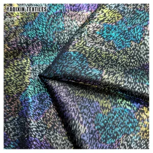 New Function Polyester Tulle Mesh Iridescent Rainbow Printing Reflective Fabric Bronzing Printed Luminous Mesh Fabric - 100%...