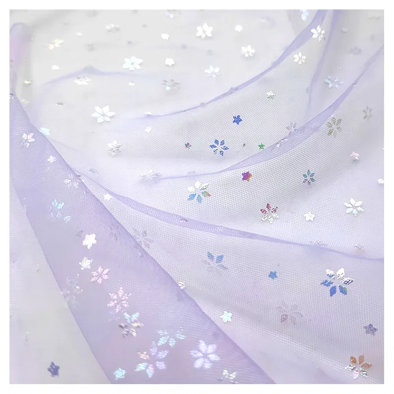 Yaqixin OEM&ODM Customized Price Color Foil Floral Printed Polyester Fabric Tulle Net Mesh Fabric for Skirt Toy - 100%...