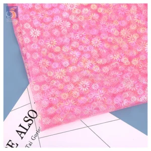 2024 New Trend Textile Color Foil Printing Floral Polyester Material Fabric Net Tulle Mesh Printed Dress Fabric - 100%...