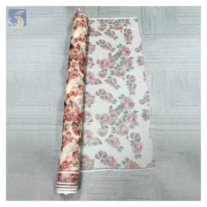 Market Stock Lot Prices Custom Printed Mesh Polyester Fabric Rose Floral Digital Print Fabric Vintage Ivory Tulle - 100%...