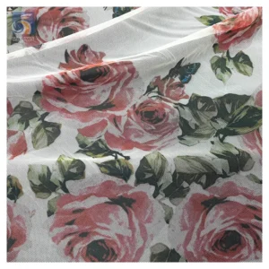 Market Stock Lot Prices Custom Printed Mesh Polyester Fabric Rose Floral Digital Print Fabric Vintage Ivory Tulle - 100%...