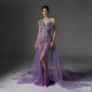 YX2282 Purple 4 Way Stretch Spandex Nylon Power Net Mesh Fabric Printed Glitter Spider Web Mesh Halloween Clothing Fabric