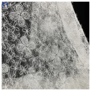 YX1217 New Autumn Style Plain Color Crochet Rope Lace Fabric With Embroidered Florals Mesh Fabric for Garments