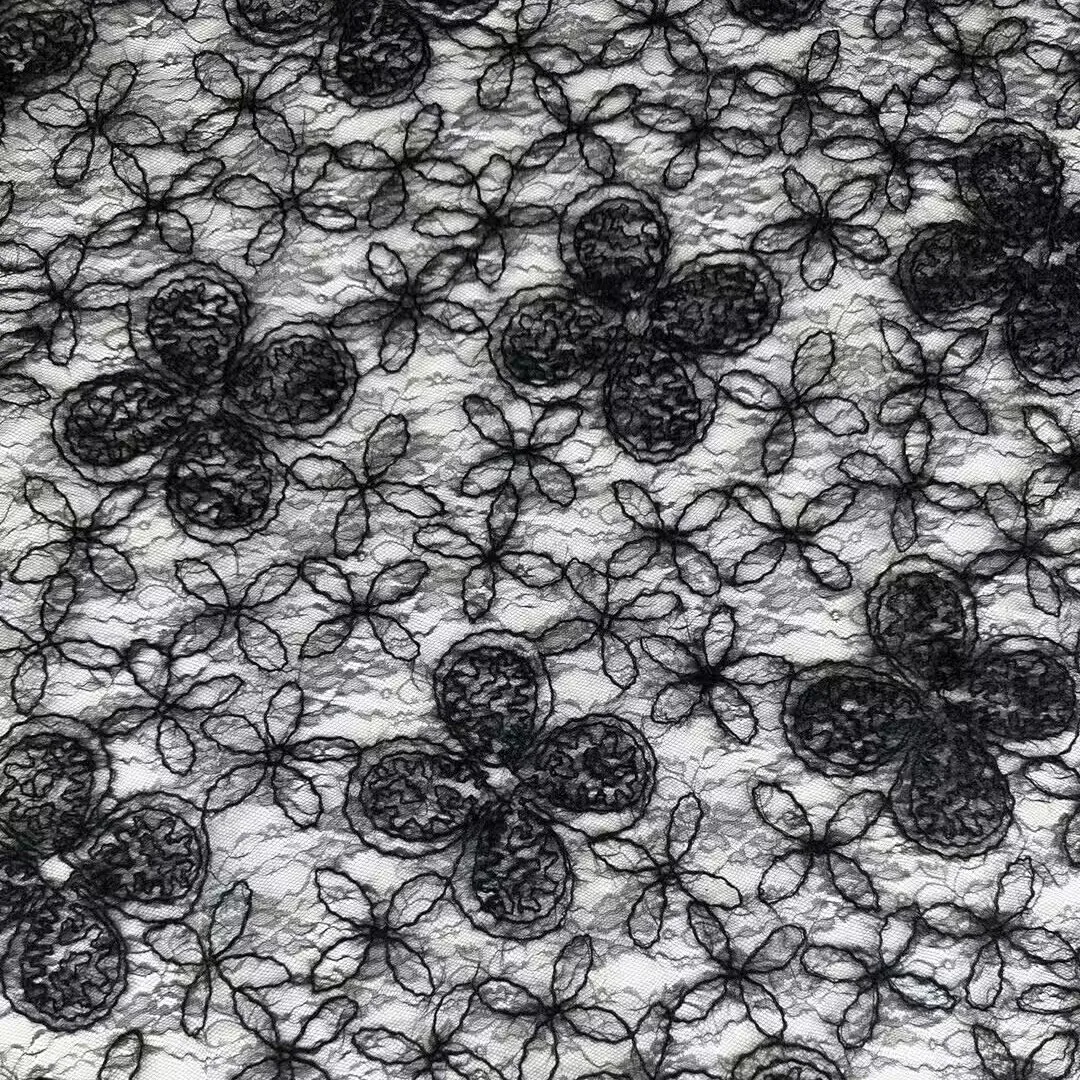 YX1217 New Autumn Style Plain Color Crochet Rope Lace Fabric With Embroidered Florals Mesh Fabric for Garments