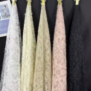YX1201-1 130gsm Sexy Style Embroidered Black Tulle Fabric for Woman Clothing Mesh Custom Knitted Embroidery Fabric 1 Yard