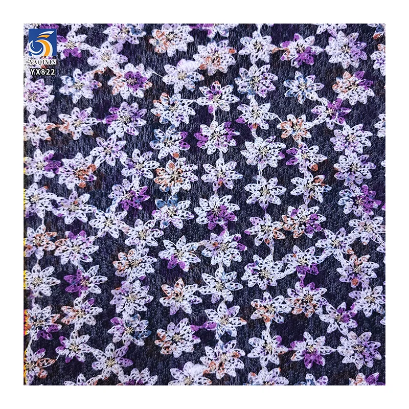 YX822 Latest Exclusive Designs Tulle Embroidery Printing Colorful Flowers Mesh Fabric 3D for Fashion Beautiful Skirt