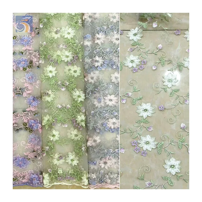 YX2706 Chinese Wholesale Fuchsia Lace Fabric Floral Garden Embroidery Lace Fabric for Tablecloths